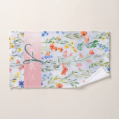 春カラフルワイルドフラワーメドウモノグラムノート バスタオルセット (ハンドタオル)