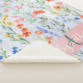 春カラフルワイルドフラワーメドウモノグラム シェルパブランケット (3/4)