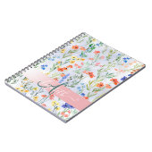 春カラフルワイルドフラワーメドウモノグラム ノートブック (左側)