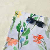 春カラフルワイルドフラワーメドウモノグラム ビーチタオル (インサイチュ)