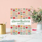 春カラフルワイルドフラワーメドウ庭園の結婚式 アクリルサイン (ウェディング)