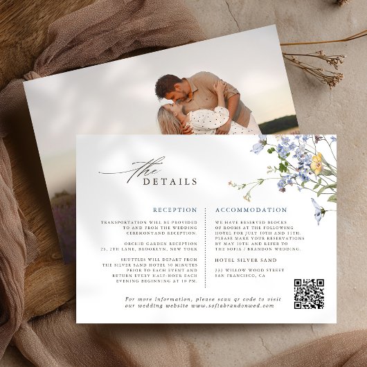 春カラフルワイルドフラワーメドウ庭園の結婚式 エンクロージャーカード