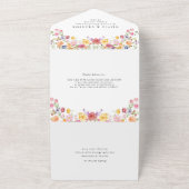 春カラフルワイルドフラワーメドウ庭園の結婚式 オールインワン招待状 (外側)