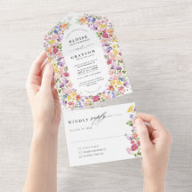 春カラフルワイルドフラワーメドウ庭園の結婚式