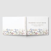 春カラフルワイルドフラワーメドウ庭園の結婚式 ゲストブック (全面)