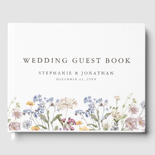 春カラフルワイルドフラワーメドウ庭園の結婚式 ゲストブック (正面)
