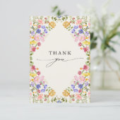 春カラフルワイルドフラワーメドウ庭園の結婚式 サンキューカード (スタンド正面)