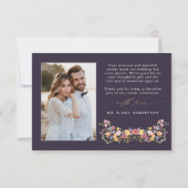 春カラフルワイルドフラワーメドウ庭園の結婚式 サンキューカード (裏面)