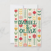 春カラフルワイルドフラワーメドウ庭園の結婚式 サンキューカード (裏面)