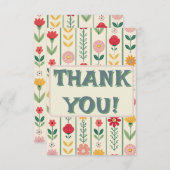 春カラフルワイルドフラワーメドウ庭園の結婚式 サンキューカード (正面/裏面)