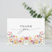 春カラフルワイルドフラワーメドウ庭園の結婚式 サンキューカード (スタンド正面)