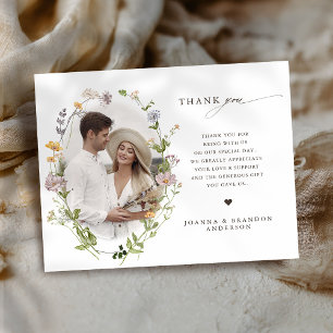 春カラフルワイルドフラワーメドウ庭園の結婚式 サンキューカード