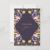 春カラフルワイルドフラワーメドウ庭園の結婚式 サンキューカード (正面)