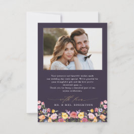 春カラフルワイルドフラワーメドウ庭園の結婚式 サンキューカード