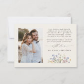 春カラフルワイルドフラワーメドウ庭園の結婚式 サンキューカード (裏面)