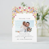 春カラフルワイルドフラワーメドウ庭園の結婚式 サンキューカード (スタンド正面)