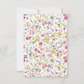 春カラフルワイルドフラワーメドウ庭園の結婚式 サンキューカード (裏面)
