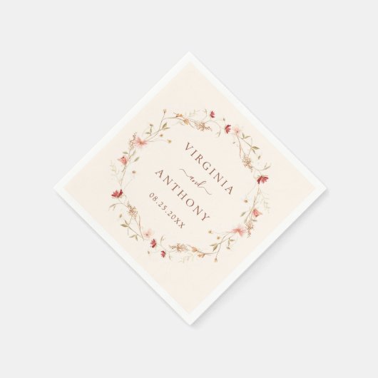 春カラフルワイルドフラワーメドウ庭園の結婚式 スタンダードカクテルナプキン (角)