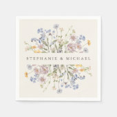 春カラフルワイルドフラワーメドウ庭園の結婚式 スタンダードカクテルナプキン (正面)