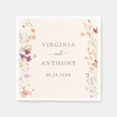 春カラフルワイルドフラワーメドウ庭園の結婚式 スタンダードカクテルナプキン (正面)