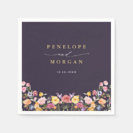 春カラフルワイルドフラワーメドウ庭園の結婚式 スタンダードカクテルナプキン