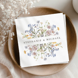 春カラフルワイルドフラワーメドウ庭園の結婚式 スタンダードカクテルナプキン