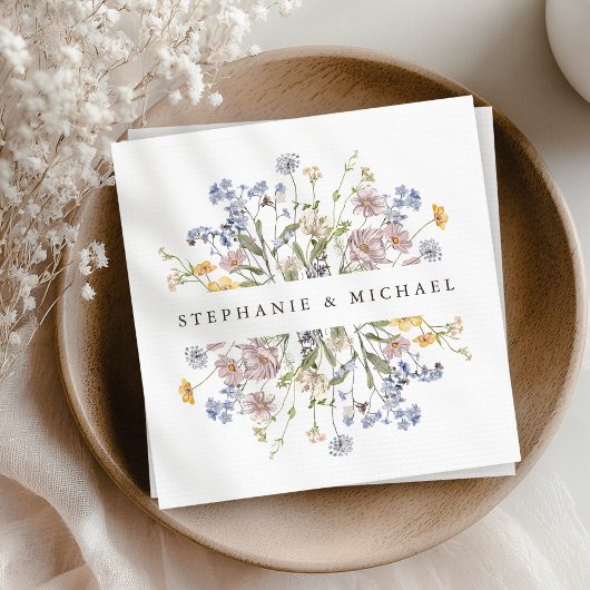 春カラフルワイルドフラワーメドウ庭園の結婚式 スタンダードカクテルナプキン