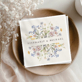 春カラフルワイルドフラワーメドウ庭園の結婚式 スタンダードカクテルナプキン