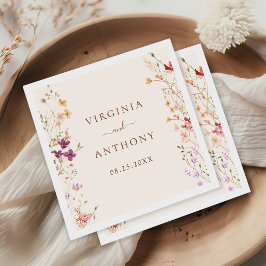 春カラフルワイルドフラワーメドウ庭園の結婚式 スタンダードカクテルナプキン