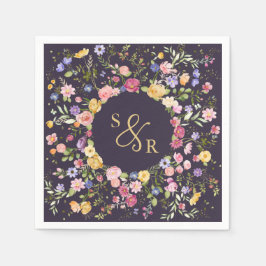 春カラフルワイルドフラワーメドウ庭園の結婚式 スタンダードカクテルナプキン