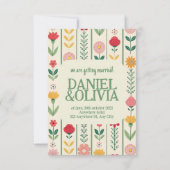 春カラフルワイルドフラワーメドウ庭園の結婚式 セーブザデート (裏面)