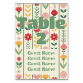 春カラフルワイルドフラワーメドウ庭園の結婚式 テーブルナンバー (正面)