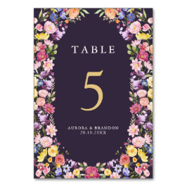 春カラフルワイルドフラワーメドウ庭園の結婚式 テーブルナンバー