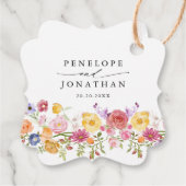 春カラフルワイルドフラワーメドウ庭園の結婚式 フェイバータグ (裏面)