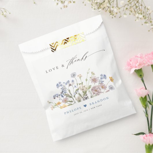 春カラフルワイルドフラワーメドウ庭園の結婚式 フェイバーバッグ (封をした状態)