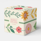 春カラフルワイルドフラワーメドウ庭園の結婚式 フェイバーボックス (裏面サイド)