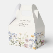 春カラフルワイルドフラワーメドウ庭園の結婚式 フェイバーボックス (裏面サイド)