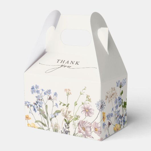 春カラフルワイルドフラワーメドウ庭園の結婚式 フェイバーボックス (正面サイド)