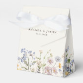 春カラフルワイルドフラワーメドウ庭園の結婚式 フェイバーボックス (正面サイド)