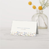 春カラフルワイルドフラワーメドウ庭園の結婚式 プレイスカード (裏面)