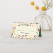 春カラフルワイルドフラワーメドウ庭園の結婚式 プレイスカード (裏面)