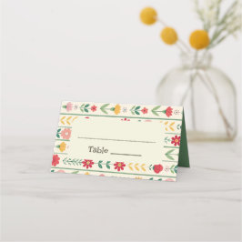 春カラフルワイルドフラワーメドウ庭園の結婚式 プレイスカード