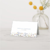 春カラフルワイルドフラワーメドウ庭園の結婚式 プレイスカード (裏面)