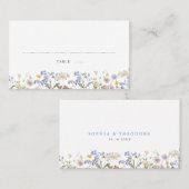 春カラフルワイルドフラワーメドウ庭園の結婚式 プレイスカード (正面/裏面)