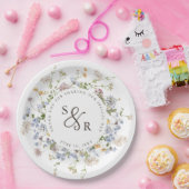 春カラフルワイルドフラワーメドウ庭園の結婚式 ペーパープレート (パーティー)