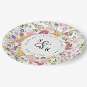 春カラフルワイルドフラワーメドウ庭園の結婚式 ペーパープレート (アングル)