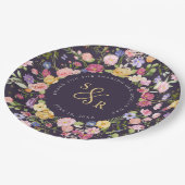 春カラフルワイルドフラワーメドウ庭園の結婚式 ペーパープレート (アングル)