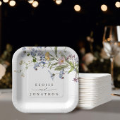 春カラフルワイルドフラワーメドウ庭園の結婚式 ペーパープレート