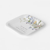 春カラフルワイルドフラワーメドウ庭園の結婚式 ペーパープレート (傾斜あり)