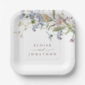 春カラフルワイルドフラワーメドウ庭園の結婚式 ペーパープレート (正面)
